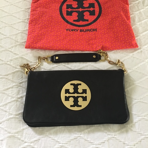 Tory Burch Handbags - Tory Burch Reva Clutch black and gold